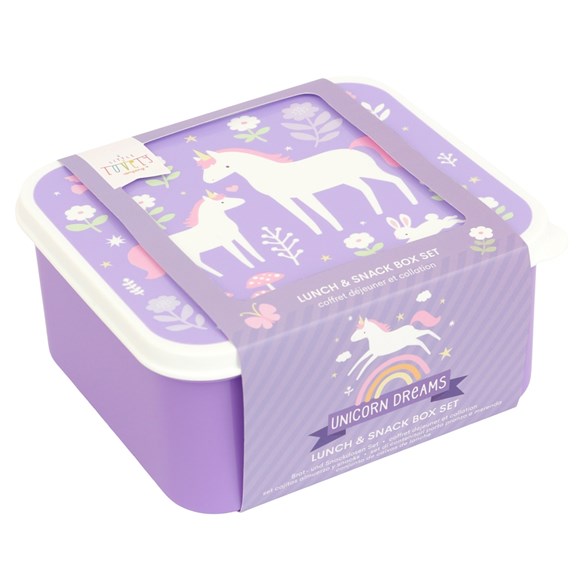 A little lovely company Lunch & snack box set 4 delar, unicorn dreams