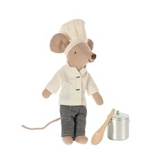 Maileg Chef mouse with soup pot and spoon