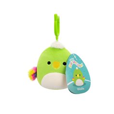 Squishmallows Clip on Wolfe Green Parrot, 9 cm