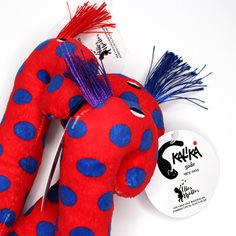 Kalikå Maskskallra, röd med blå prickar