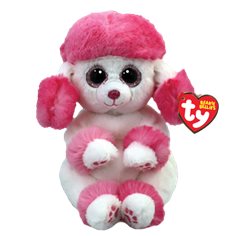 TY beanie bellies Heartly, pink/white poodle