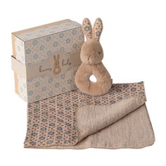 Maileg Rabbit rattle set, cream peach
