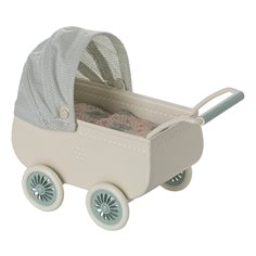Maileg Pram with baby mouse, mint