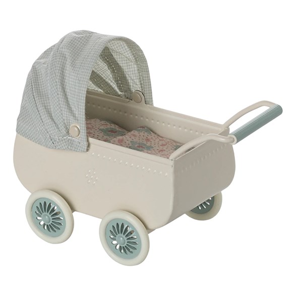 Maileg Pram with baby mouse, mint