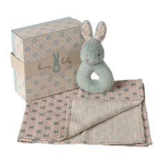 Maileg Rabbit rattle set, mint