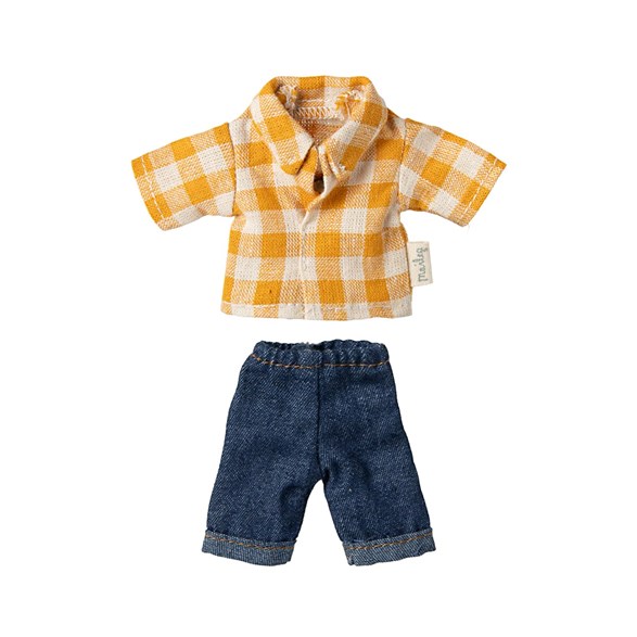 Maileg Yellow checked shirt and pants, dad