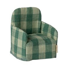 Maileg Folding chair mouse, green check