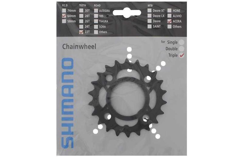 Drev Shimano FC-M361 sort 64 bcd 9 gear 22T