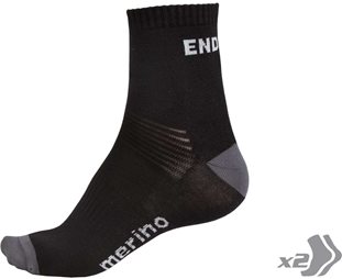 Endura Baabaa Merino Sock (Twin Pack) Blacknone