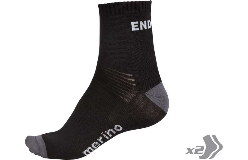 Endura Pyöräilysukat Baabaa Merino Socks (2-pack) Blacknone