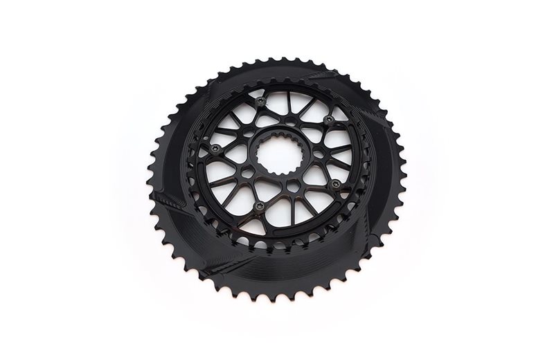 Drev absoluteBlack DM 0 mm Offset 2x11-Speed Oval Cannondale Alu 52/36T sort