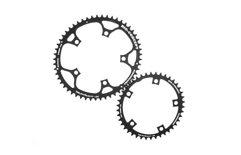Drev Stronglight Ø130 mm BCD 2x10/11-Speed Oval Alu 53T/42T sort