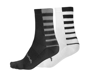 Endura Sykkelstrømper Coolmax Stripe Socks 2-Pack Svart
