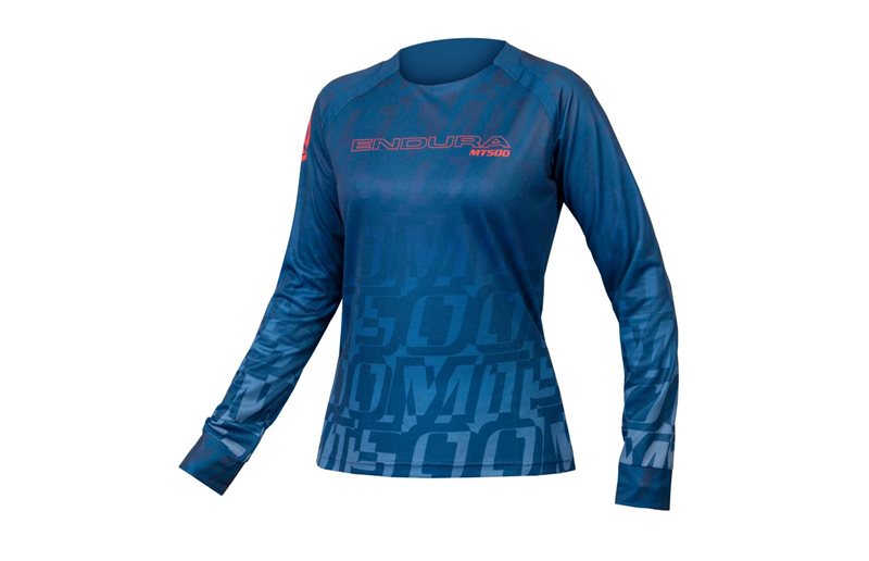 Endura Naisten pyöräilypaita MT500 L/S Print Tee Ltd Blueberry