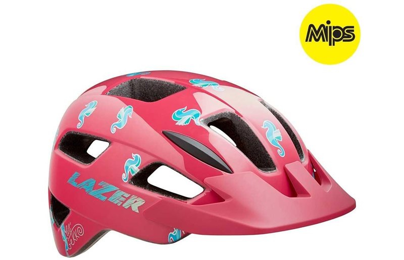 Lazer Cykelhjelm til børn Lil Gekko Sea Pony Mips med grønt spænde Pink Sea