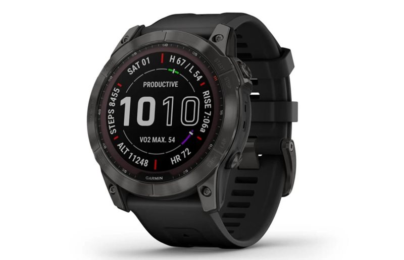 Multisport-älykello Garmin Fenix 7X Sapphire Carbon Gray Titanium, silikoniranneke