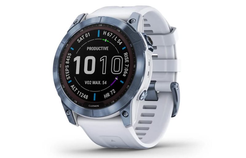 Garmin Multisport-älykello Fenix 7X Sapphire Whitestone Titanium, silikoniranneke