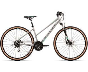 Naisten hybridipyörä Rock Machine Crossride 300 Kiiltävä Harmaa/Harmaa/Mint