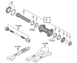 Shimano Komplett Navaksel Hb-M618-B