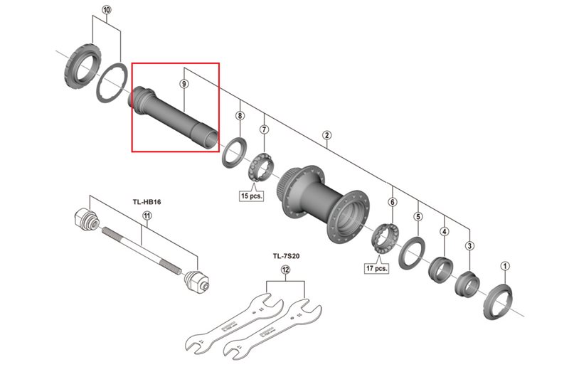 Shimano Navan Akseliyksikkö Hb-M9110