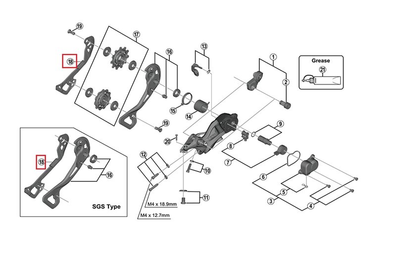Shimano Indre Bur Rd-M9000-Sgs