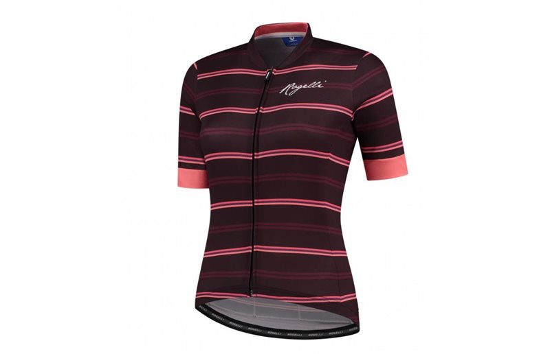 Rogelli Naisten pyöräilypaita Stripe SS W Bordeaux Coral