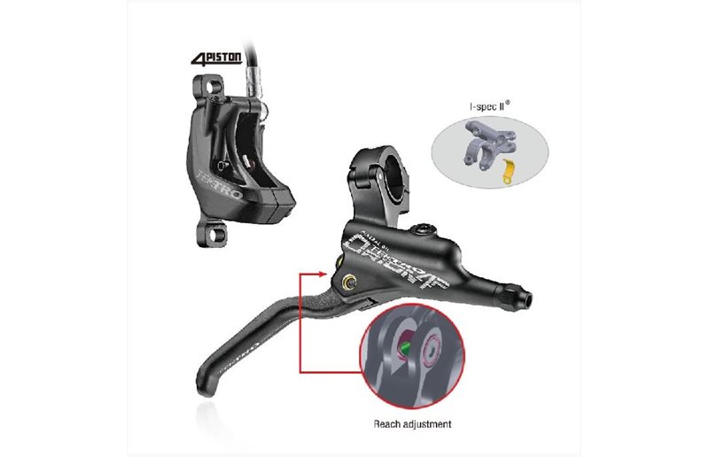 Tektro Hydraulinen levyjarru (4-mäntäinen) Vasen 1900mm letku