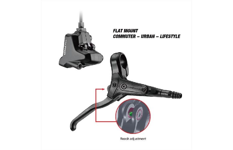 Tektro Hydraulisk skivbroms Flat Mount för pendlarcykel, Aluminum lever, Höger, 1900mm slang (påse)