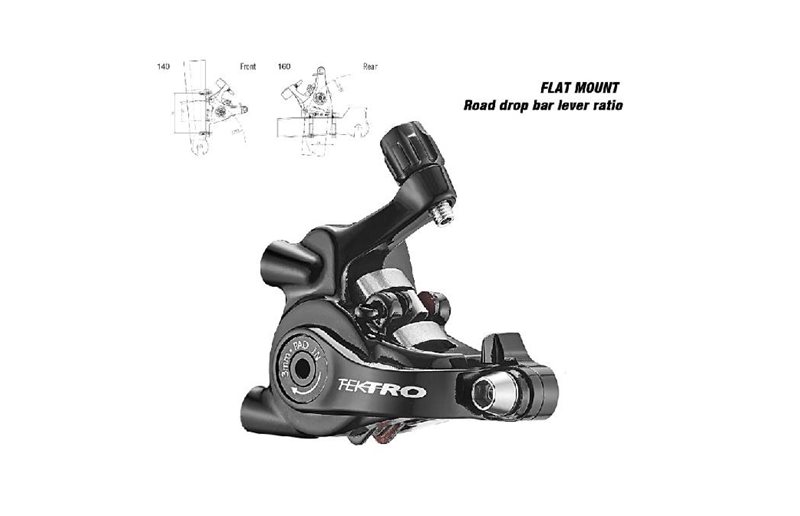 Tektro Mekanisk skivbroms 2-kolvs för landsvägsreglage. Flat mount, utan skiva, wire, hölje och adapter