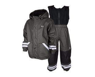 Lindberg Regnjakke Fagerhult Rain Set Fleece Junior Antracit