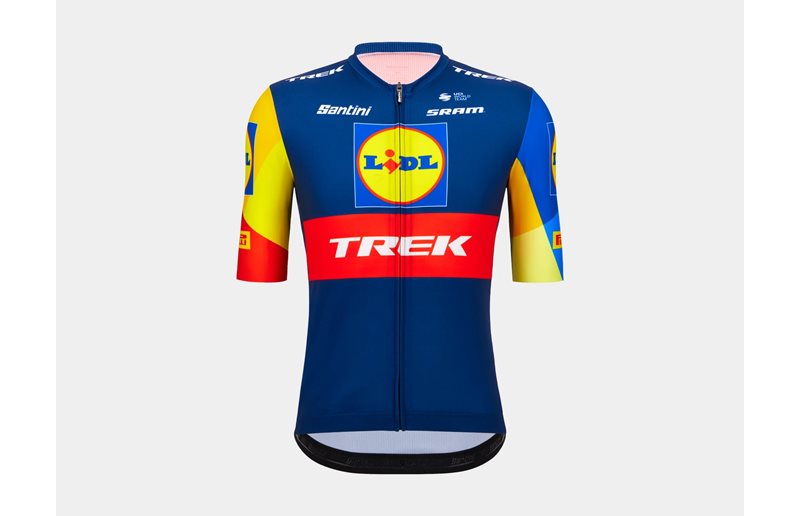 Santini Sykkeltrøye Lidl-Trek W's Team Replica for kvinner Dark Blue/Gul
