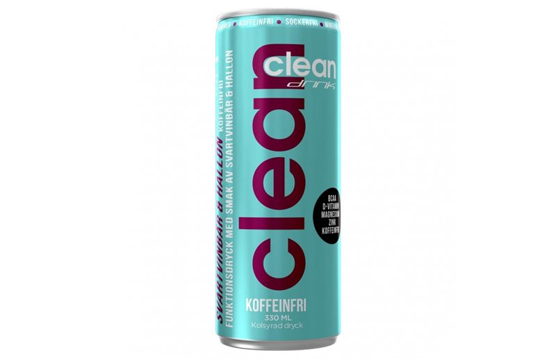 Clean Drink Energidrikk BCAA 1stk Koffeinfri - Svartvinbær/Bringebær