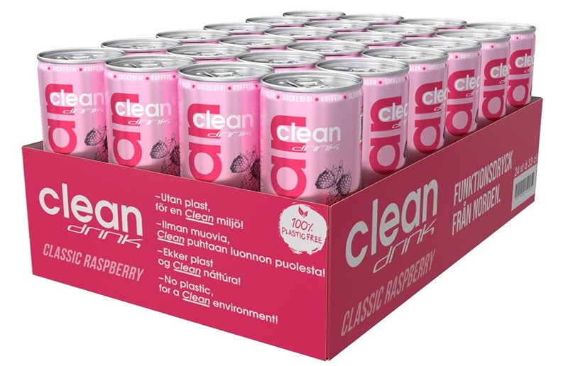 24 x Clean Drink Energidrikk BCAA Flak - Hallon