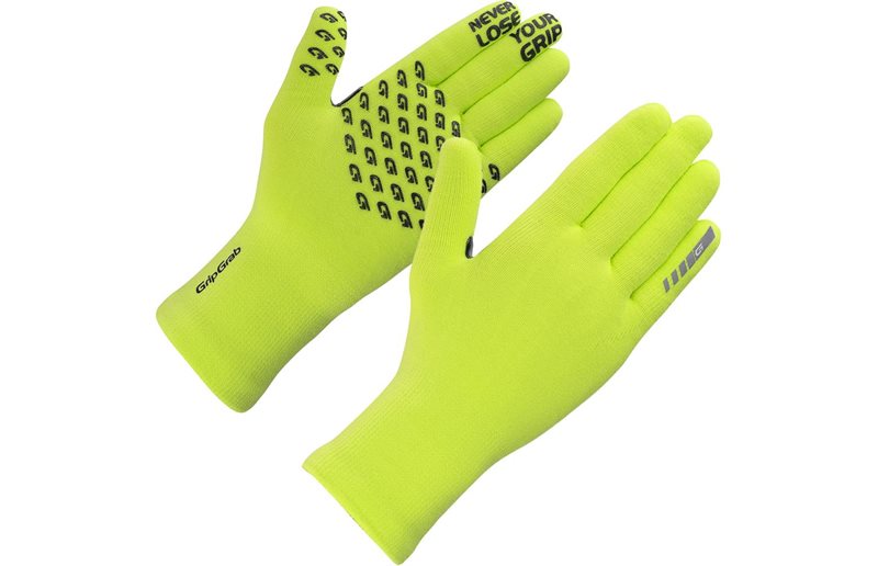 GripGrab Waterproof Knitted Talvipyöräilyhanskat Yellow Hi-Vis