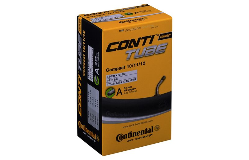 Sykkelslange Continental Compact 10/11/12'' Schrader 45° 34mm 44/62-194/222