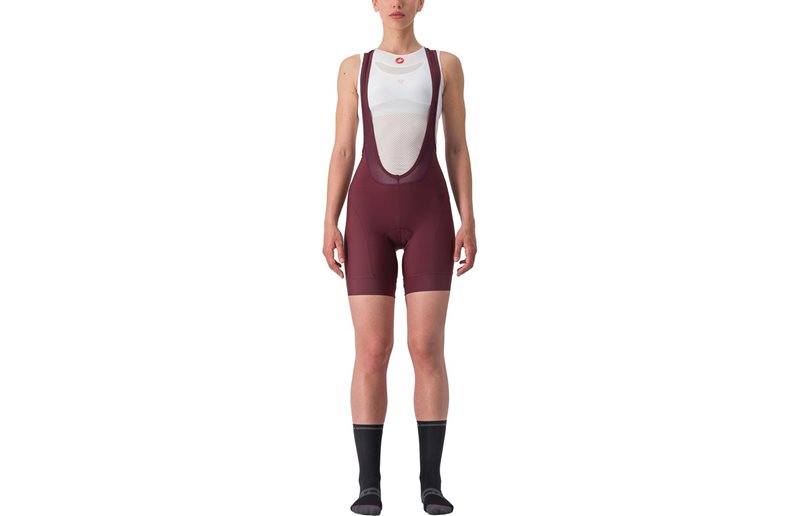 Castelli Naisten pyöräilyshortsit Prima Bib Shorts Women Deep Bordeaux/Persian Red