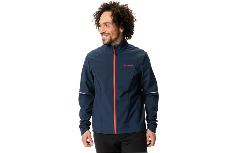 VAUDE Pyöräilytakki Wintry IV Softshell Jacket Men Dark Sea/Red