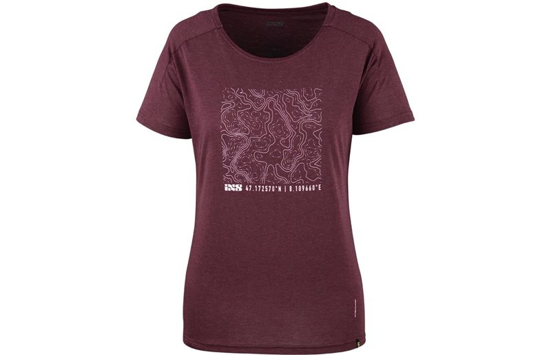 IXS Naisten pyöräilypaita Flow Contour SS Tech Tee Women Raisin