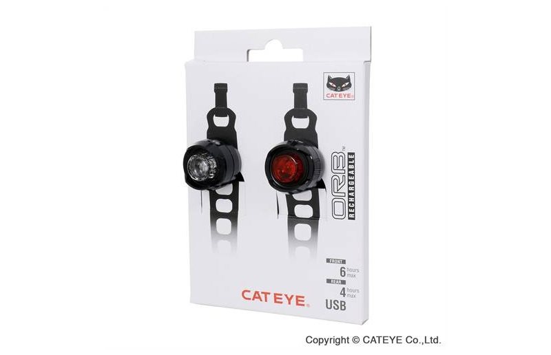 For- og baglygte Cateye Orb Genopladelig Kit
