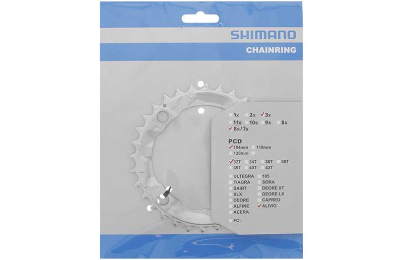 Drev Shimano FC-M341/415 sølv 104 bcd 9 gear 32T