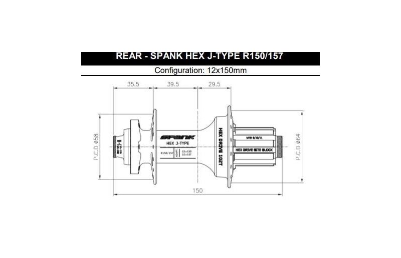 Spank Hex Drive 102T Rear Hub 12x150/157mm 11/12-speed SRAM XD