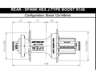 Spank Hex Drive 102T Rear Hub 12x148mm E-Plus Shimano HG Orange