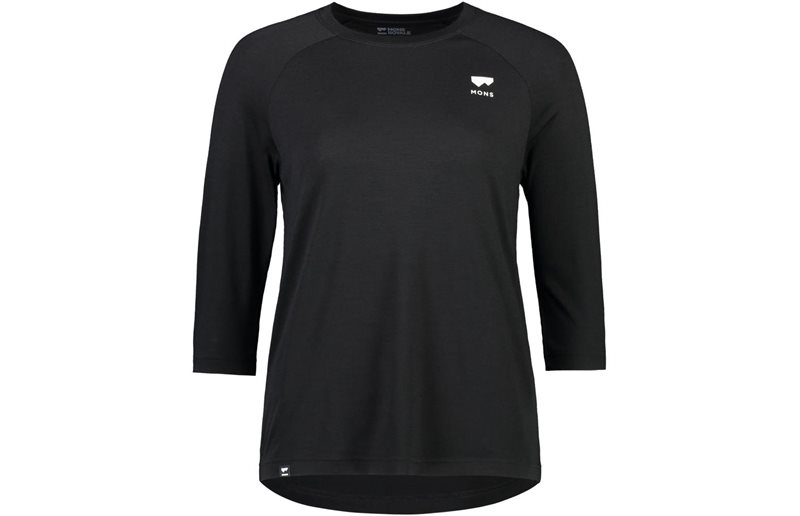 Mons Royale Naisten pyöräilypaita Tarn Merino Shift 3/4 Raglan Shirt Women Black