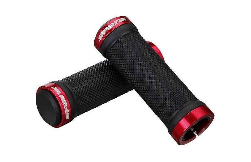 Spank Spoon Grom Lock-On Grips with Plastic End Plug Kids Black/Red