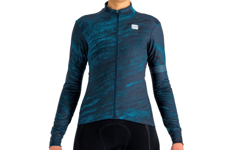 Sportful Naisten pyöräilypaita Cliff Supergiara LS Thermal Jersey Women Galaxy Blue Berry Blue Black