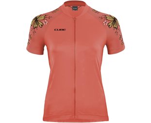 Cube Naisten pyöräilypaita ATX CMPT Full-Zip SS Jersey Women Coral