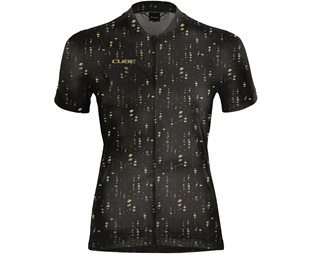 Cube Naisten pyöräilypaita ATX CMPT Full-Zip SS Jersey Women Black Pattern