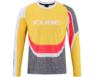 Cube Pyöräilypaita Vertex Crew Neck LS Jersey Men Yellownpink