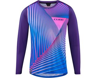 Cube Pyöräilypaita Vertex Crew Neck LS Jersey Men Bluenpink