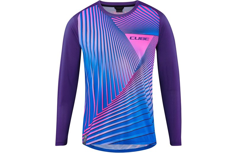 Cube Pyöräilypaita Vertex Crew Neck LS Jersey Men Bluenpink